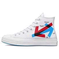 Patta x Experimental Jetset x Converse Chuck 70 High Patta Psychogeographic Practice Unisex Sneakers White Fiery-Red Diva-Blue A03173C white