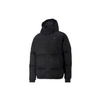 Puma MMQ serijos logotipo spausdinimo dygsniuota pūkinė striukė su paslėptu užtrauktuku Unisex striukės juodos 535786-01 XXS black