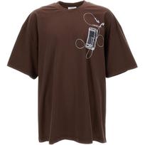 OFF-WHITE Scan Arrow Oversize Rain Drum T-shirt Brown Men Streetwear OMAA161S24JER0022806 S black