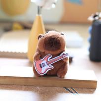 Cute Cute Kapibala Pendant Plush Toy Doll Guitar Mouse Bag Hanging Decoration Keychain Doll 15cm beige