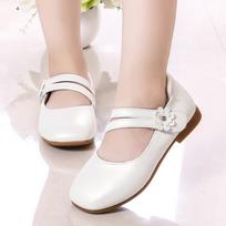 Princess Girls Shoes Kids Leather Shoes for Medium Big Girl Children Casual Flats Floral Flowers Shoes for Wedding Birthday Show 36 balta