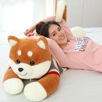 Shiba Inu Plush Toy Pillow Dog Pillow Long Strip Pillow on The Bed Doll Cute Rag Doll 1.3 meters beige