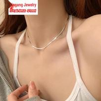 Nerūdijančio plieno grandinėlė Madingas Hip Hop moteriškas titano plokščias vėrinys Steel 4MM*50CM+5CM brown
