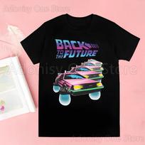 Back To The Future Delorean T-shirts Men Summer Graphic Tees Funny Shirts For Man Tshirts Crew Neck Harajuku Tops S white