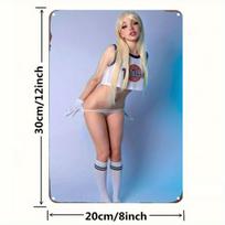 Kalėdinės Pin-Up merginos metalinis ženklas, dovana biurui, sienų dekoras 20x30cm gray