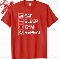 Eat Sleep Gym Repeat Funny Gym Mens T Shirt Fitness Enthusiasts Gift Clothing Creative Design Casual Daily Life Cotton Tee Tops S