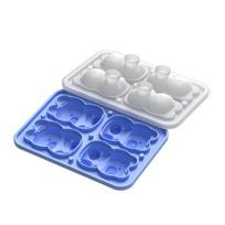 Bear-Shaped Silicone Ice Cube Tray with Lid Food-Grade Easy-Release Mold Leak-Proof Stackable Ice Cube Maker Home Bar Essential mėlyna