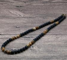 Vintage Choker Chakra Necklace Charm 6mm Natural Lava Stone Necklace Men Boy Short Necklace Male Casual Jewelry Husband Pulseras