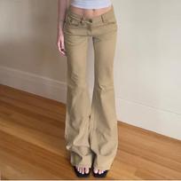 Retro Khaki Low-Waist Micro-Flare Jeans - 2026 Summer Collection M chaki