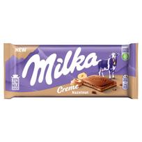 Milka Creme pieninis šokoladas su lazdyno riešutų įdaru 85 g