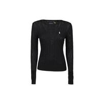 Polo Ralph Lauren FW21 Logo Chunky Knit Crewneck Sweater Women sweater Black 211580009-046 XS