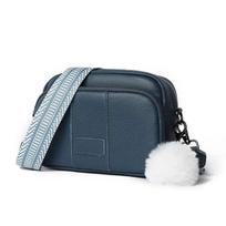 Genuine Leather Messenger Bag Women Fashion Style Female Handbag With Wide Shoulder Strap Luxury Hair Bulb Crossbody Sac 21cm 8cm 15cm mėlyna