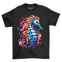 Sea Horse Paint Drip Design - Funny and Stylish! Unisex Printed T-Shirt Mens Womens Tees Top that screa L