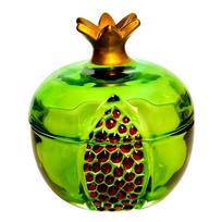 Clear Glass Pomegranate Shape Candy Container with Auspicious Symbolism Trinket Box for Modern Homes Office Decors raudona
