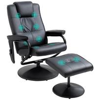 Atsipalaidavimo kėdė su pakoja, 360 laipsnių besisukanti TV kėdė su masažu, atlošimo funkcija, masažinė kėdė su šonine kišenė 77 x 84 x 95 cm juoda