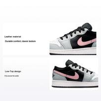 Air Jordan 1 Low GS Grey Fog Bleached Coral Vaikams Sportbačiai Juodi Balti 553560-062 38