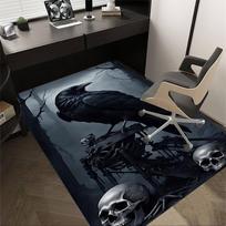 1 vnt. Varnos, Kaukolės Kilimas Neslystantis Poliesterio Grindų Kilimėlis Biurui, Miegamajam 60cm by 90cm gray