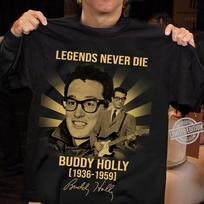 Buddy Holly Legends Never Die T-shirt Black Unisex All Sizes S-5XL Unisex T-Shirt XXXXL brown