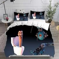 Game Skibidi Toilet Arale Beding Set Print With Pilowcase Bed Soft Duvet Cover Soft Single Double Quen Super King-Sized Dimensionsd Dimensions 135*200cm Eu-Single white