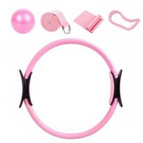 Professional Homes Gym Set With Exercise Ball Resistance Band And Magical Pilates Rings for Body Shaping rožinė