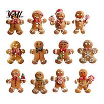 Gingerbread Man Gift Tags Christmas Wooden Ornaments, Cute Xmas Tree Decorative Hanging Cookie Figures Decoration for Holiday Party Winter Home Decor 12pcs brown