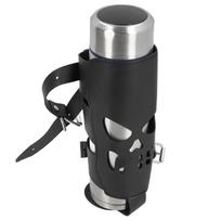Motorcycle Cup Holder PU Leather Skeleton Wrap Around Universal Bike Water Bottle Holder black