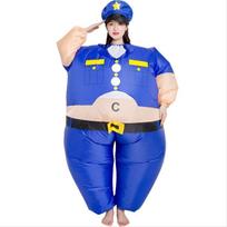 Suaugusiųjų Policininko Šventės Pripučiamas Kostiumas 150-190cm mėlyna