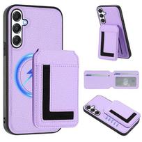 (light purple, Samsung Galaxy A56) Magsafe 2 in 1 Detachable Samsung Wallet Case with Card Holder Magnetic Kickstand PU Leather Flip Cover