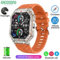 SACOSDING New GPS Smart Watch Men 2.01inch Large Screen Compass Smartwatches Heart Rate BT Call Sports Health Tracker Smartwatch