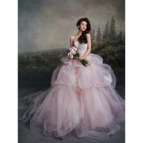 New title tube top wedding dress taro purple retro oil painting style beautiful photo exquisite dress skirt S