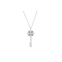 Swarovski Gourmet Fashion Purple Flower Luxury Mother Of Pearl Rotating Key Long Sweater Chain  Imitation Crystal Necklace Women necklace 5256233 Box (Random Color) white