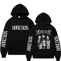 Italų roko grupės Maneskin gobtuviniai džemperiai Dainininko grafinis spaudinys Bėgiojimo džemperiai gerbėjams Laisvalaikio ilgomis rankovėmis Vyriški moteriški drabužiai Hoody S black