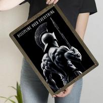 Spartan Warrior Metal Wall Art Vintage Greek Warrior Sculpture Gym Inspirational Decorative Iron Painting 7.9x11.8In(20x30cm) gray