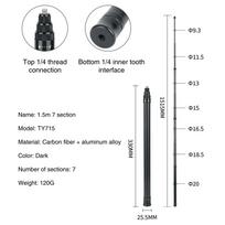 Carbon Fiber Selfie Stick for DJI Osmo Action Insta360 GoPro Action Camera Extended Sticks with 1/4  Hole for Tripod