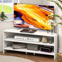 Kampinė TV spintelė su 2 atviromis lentynomis 47 colių televizoriui - Balta 110 x 36 x 45 cm