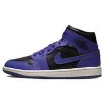 Air Jordan 1 Mid Dark Concord Women Sneakers Purple Black Sail BQ6472-051 35.5