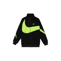 Nike Big Swoosh dvipusis pliušinis striukė (Azijos dydis) Juodi/Neoniniai vyriški viršutiniai drabužiai BQ6546-017 M yellow