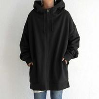Fleece Hoodie Women Women Sweatshirt Fashion Loose Solid Color Streetwear Pocket Zipper Drawstring Long Fleece Open Coat Women XS juoda