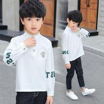 Spring Autumn Fashion Letter Y2K Boy's Shirt Cotton Long Sleeve Kids Pullover Trend Children's Clothing Kawaii Blouses Cute Tops 160 balta