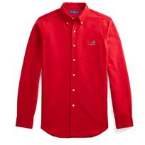 Polo Ralph Lauren Marškiniai ilgomis rankovėmis su meškos paveikslėliu vyriški Raudoni MNPOWOV16821797-600 S red