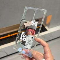 Clear Square Back Tube Case Protection For iPhone 11 13 14 Pro Max 16 ProMax 15 Plus 12 Anti-Oxygen,Pouty Female Emoticon Pattern Casing iphone 16
