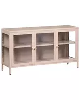 Spintelė su stiklinėmis durelėmis NEWPORT metalinė 115 cm smėlio spalvos