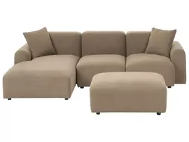 3 vietų modulinė kampinė sofa HEDE, ruda, su pufu, dešininė