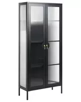 Vitrina su stiklinėmis durelėmis GLEORA metalinė juoda