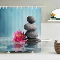 Zen akmens meditacijos dušo užuolaida žalias bambukas orchidėja SPA atpalaiduojanti tema vandeniui atsparus poliesterio audinys vonios kambariui voniai W90xH180cm(35x70 in) white
