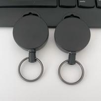 4CM Black Plastic Carabiner Paracord Retractable Keychain with High Elastic Easy-Pull Buckle skaidri