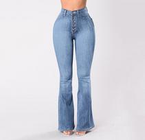 Women's European & American Micro Flare Slim Fit Stretch Denim Pants 4XL šviesiai mėlyna spalva