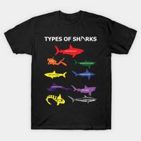 Type of Sharks Marine Life Shark Family Sea Creatures T Shirt New 100% Cotton Short Sleeve O-Neck T-shirt Casual Mens Top - M... S įvairiaspalvis