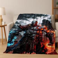 3A Classics God of War Kratos Game Gamer Flannel Blanket,Warm and Cozy Soft Throw Blanket for Home Bedroom Bed Sofa Kid Gift 75x90cm gray