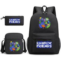 Rainbow Friends Backpack Digital Printed Backpack Student School Bag Shoulder Bag Pencil Case Three piece set black